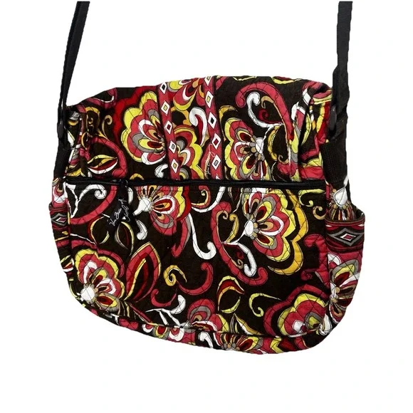 Messenger Bag in‎ Brown Fall Paisley Vera Bradley Zipper Pockets Crossbody - Picture 3 of 11